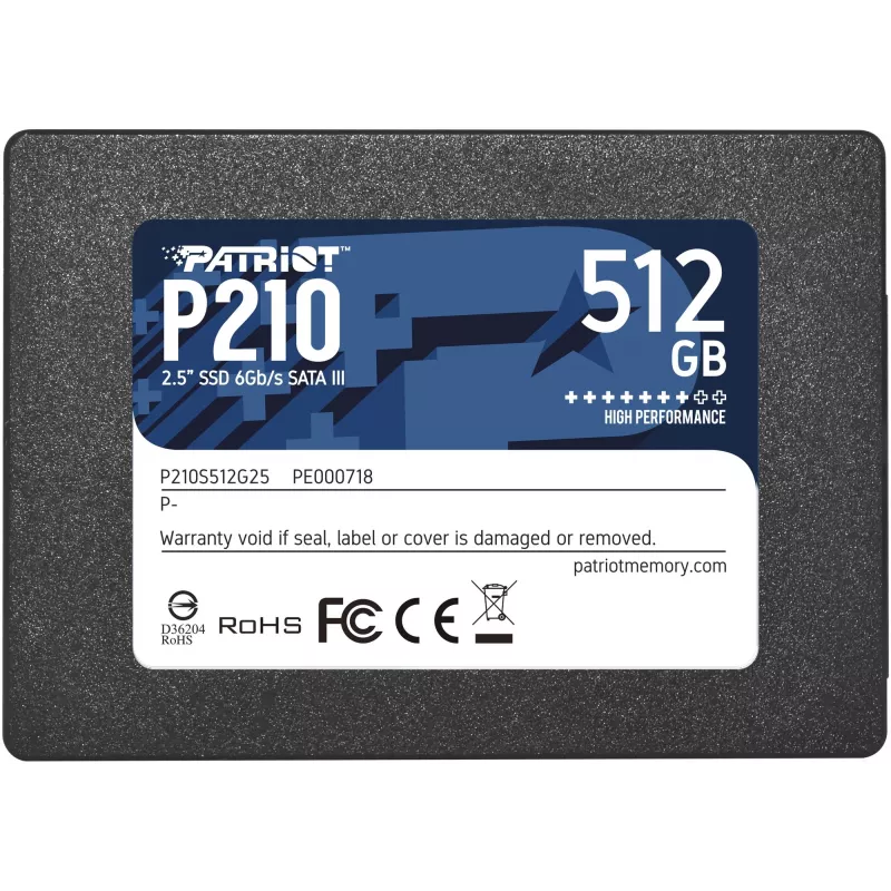 2,5-Zoll SATA III SSD PATRIOT P210 512 GB – 500 MB/s Lesen, 400 MB/s Schreiben
