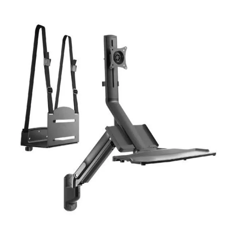 Wandmontage-Workstation MACLEAN MC-838 mit Gasfeder für Monitor, Tastatur und PC