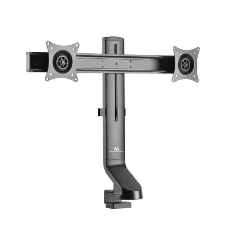 Monitorhalterung MACLEAN MC-854 für zwei Monitore 17–27 Zoll VESA 75x75 / 100x100, Doppelarm-Tischhalterung