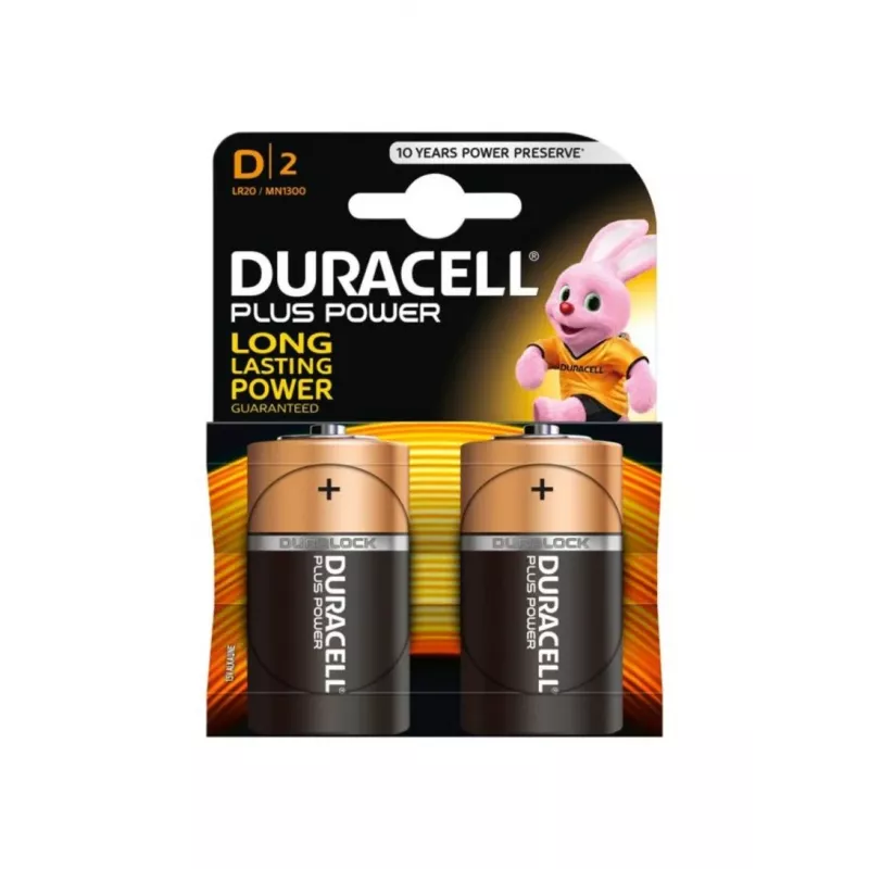 Duracell Basic D (R20) Batterie — 2er-Pack, Primär-Zink-Kohle-Zellen