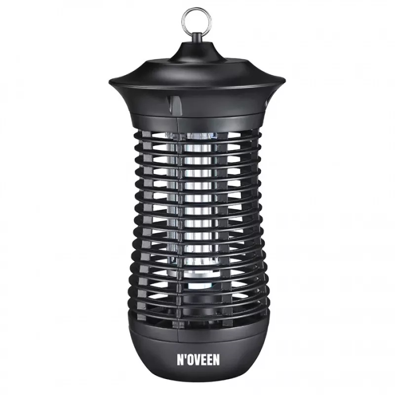 Elektrische Insektenvernichterlampe NOVEEN IKN18 IPX4 — 18 W UVA-Röhre, 100 m² Abdeckung, 1700–1800 V, innen/außen, aufhängbar, Metall, schwarz