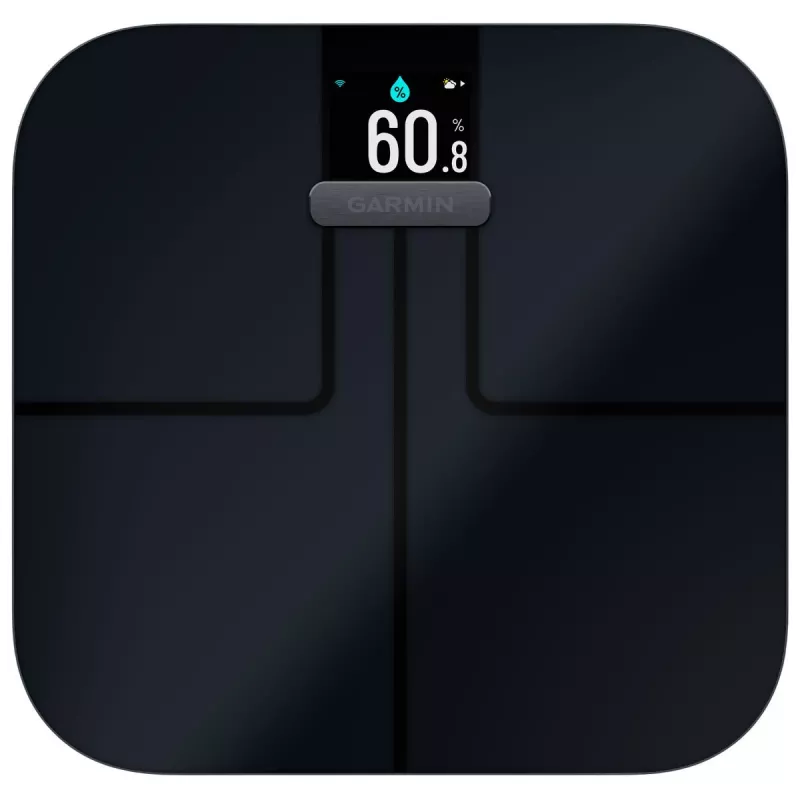 Elektronische Personenwaage GARMIN Index S2 — schwarz, max. 181,4 kg, Wi‑Fi/Bluetooth, Körperzusammensetzung