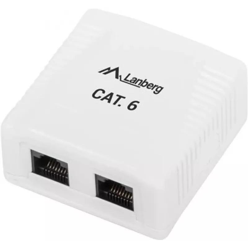 LANBERG Aufputzdose RJ-45 Cat6 OU6-0002-W weiß, 2 Buchsen, 30×54×57 mm