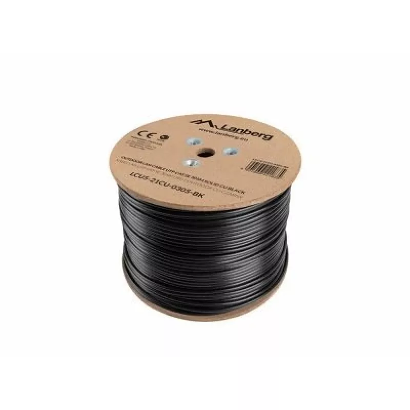 Netzwerkkabel LANBERG Cat5e U/UTP LCU5-21CU-0305-BK, 305 m, 24 AWG, PVC-Mantel, schwarz