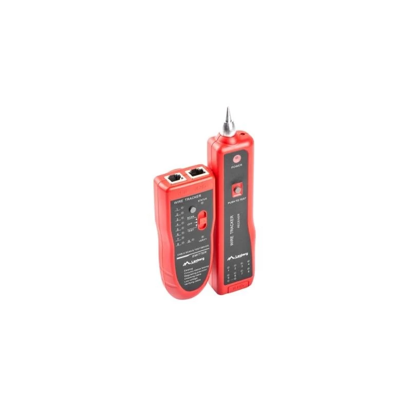 LANBERG Netzwerkkabeltester NT-0501 — RJ-11/RJ-12/RJ-45-Unterstützung, max. Länge 250 m, integrierte Batterie, LED-Anzeigen, schwarz