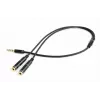 Audio-Adapter Gembird CCA-417M 2×3,5mm Stecker auf 3,5mm Buchse, 0,2 m, schwarz