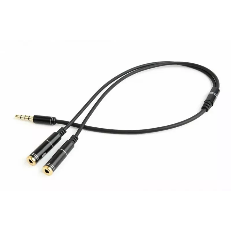Audio-Adapter Gembird CCA-417M 2×3,5mm Stecker auf 3,5mm Buchse, 0,2 m, schwarz