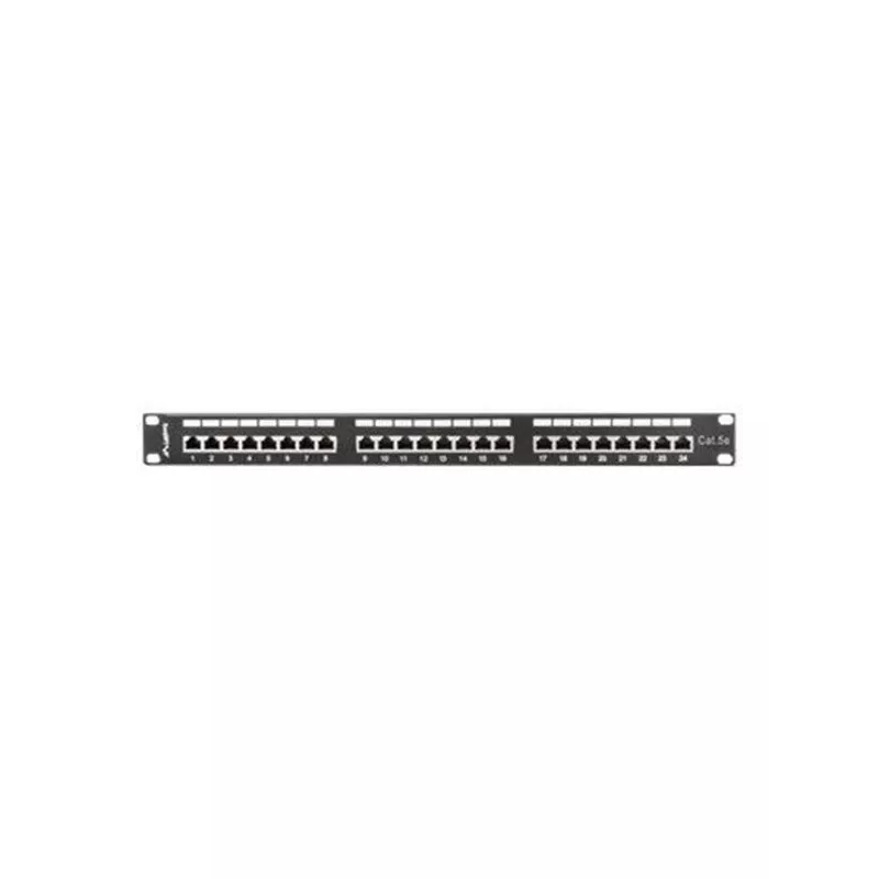 Patchpanel 1U LANBERG PPS5-1024-B — 24-Port RJ-45 Cat5, Metall, schwarz, Rackeinbau
