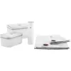 Vakuumierbox ZWILLING 36807-007-0, rechteckiger Kunststoff-Lebensmittelbehälter, 1,1 l & 2,3 l, luftdicht verschließbarer Deckel, abnehmbar, durchscheinend weiß