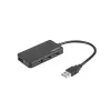 USB-Hub NATEC Moth 4-Port USB 3.2 Gen 1 Typ-A (5000 Mbit/s), USB-gespeist, schwarz, 0,15 m Kabel