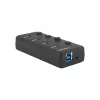 USB-Hub NATEC MANTIS USB 2.0 Type-B — 4x USB 3.2 Gen 1 Type-A Anschlüsse, schwarz, 0,8 m Kabel, Netzteil, Netzschalter