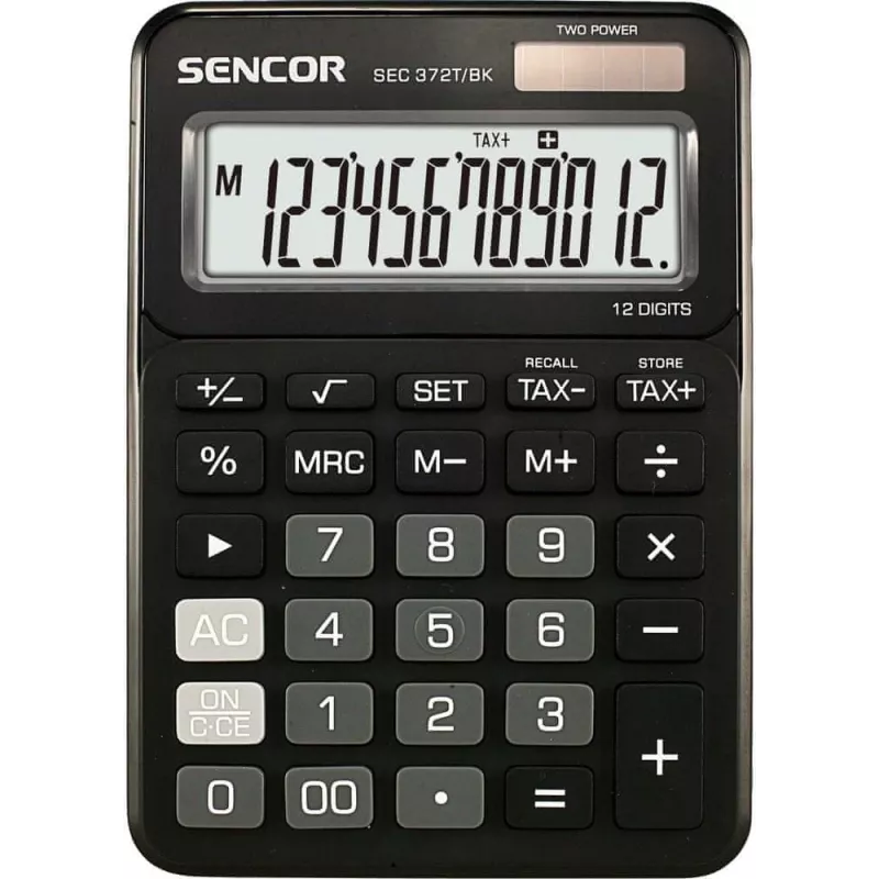 Taschenrechner SENCOR SEC 372BK 12-stelliger LCD einfacher Tischrechner, batteriebetrieben
