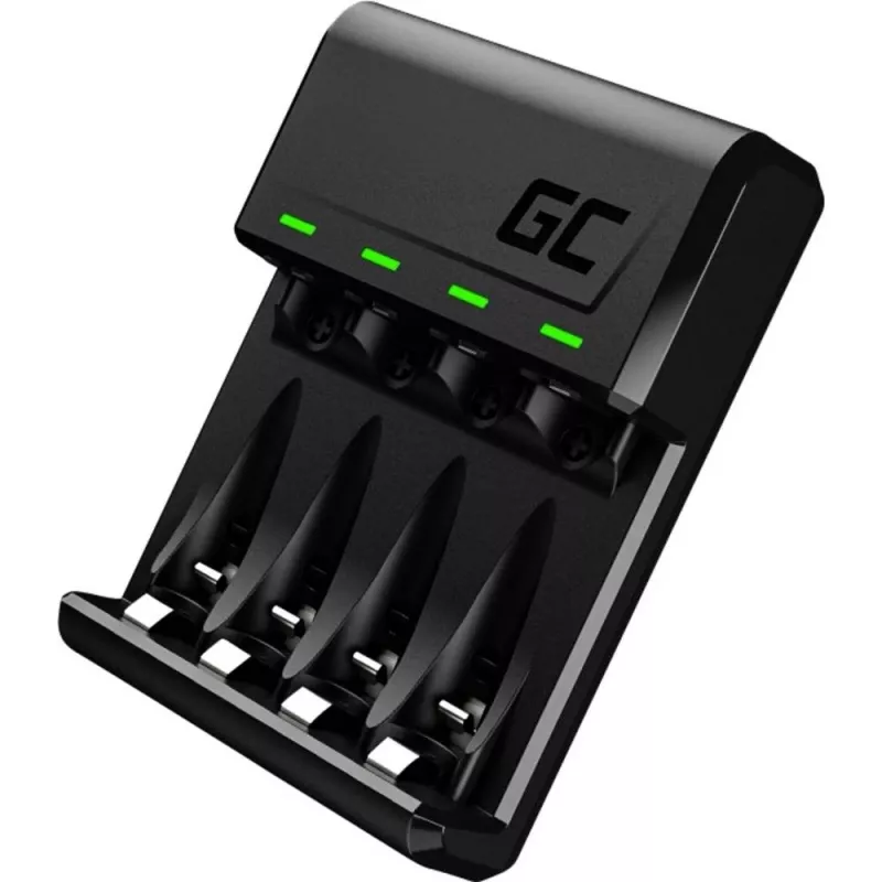 Batterieladegerät Grün Cell GC VitalCharger USB, 4-Steckplätze, AA/AAA, USB-betrieben, schwarz