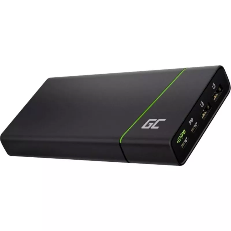 Tragbare Powerbank Grün Cell PowerPlay Ultra 26800 mAh, 128W Ausgang, Quick Charge 3.0, 2x USB‑C, 2x USB‑A, graphit