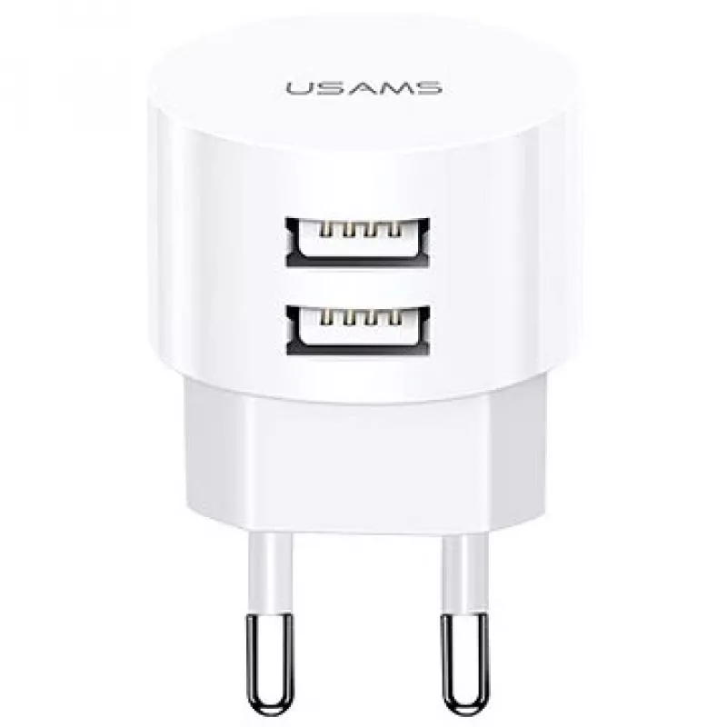 USAMS US-CC080 T20 Dual-USB-Rundreiseladegerät, 10,5 W, Weiß