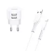 usams Ladegerät T20 2x USB 2.1A mit Lightning-Kabel – tragbares USB-Wandladegerät