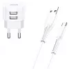 Ladegerät usams XTXLOGT18TC05 mit 2x USB-Anschlüssen und integriertem USB‑C-Kabel, 2,1A Ausgang