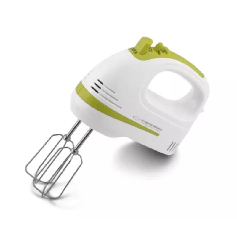 Handmixer ESPERANZA EKM011 — 400 W, 5 Geschwindigkeiten, Turbo, Knethaken und Rührbesen, 220–240 V, weiß/hellgrün