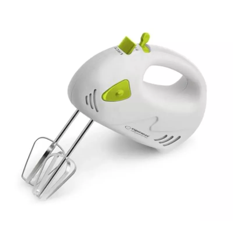 Handmixer ESPERANZA EKM007G — 150 W, 7 Geschwindigkeiten, Schneebesen, ergonomischer Griff, 1,1 m Kabel, grün/weiß