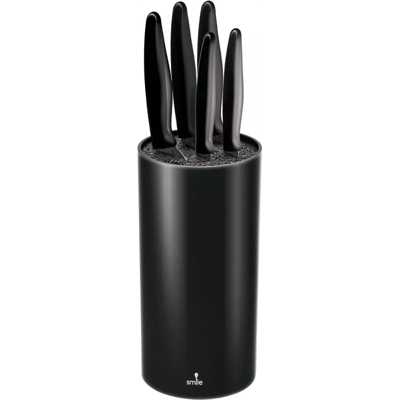 Smile Sns-3 Tacoma Küchenmesser-Set 5-teilig, Edelstahl, Antihaftbeschichtung, rund, schwarz