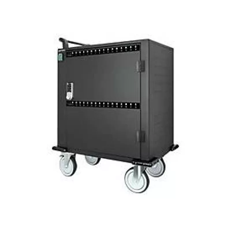 Manhattan iPad bis 13 Zoll, MacBook Air bis 13 Zoll & Chromebook bis 14 Zoll 32-Fach Lade-Wagen/Trolley über USB-C, Auch andere Tablets/Smartphones (mit Gerät-zu-USB-C-Kabel), Fächer 330x22x235 mm, Geräteladekabel nicht enthalten (empfohlen USB-C-Kabel 35