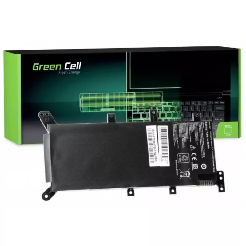 Laptop-Akku Grün Cell für ASUS A555 F555 K555 R556 X555, LiPo 4000 mAh, 7,6 V, 4 Zellen, schwarz