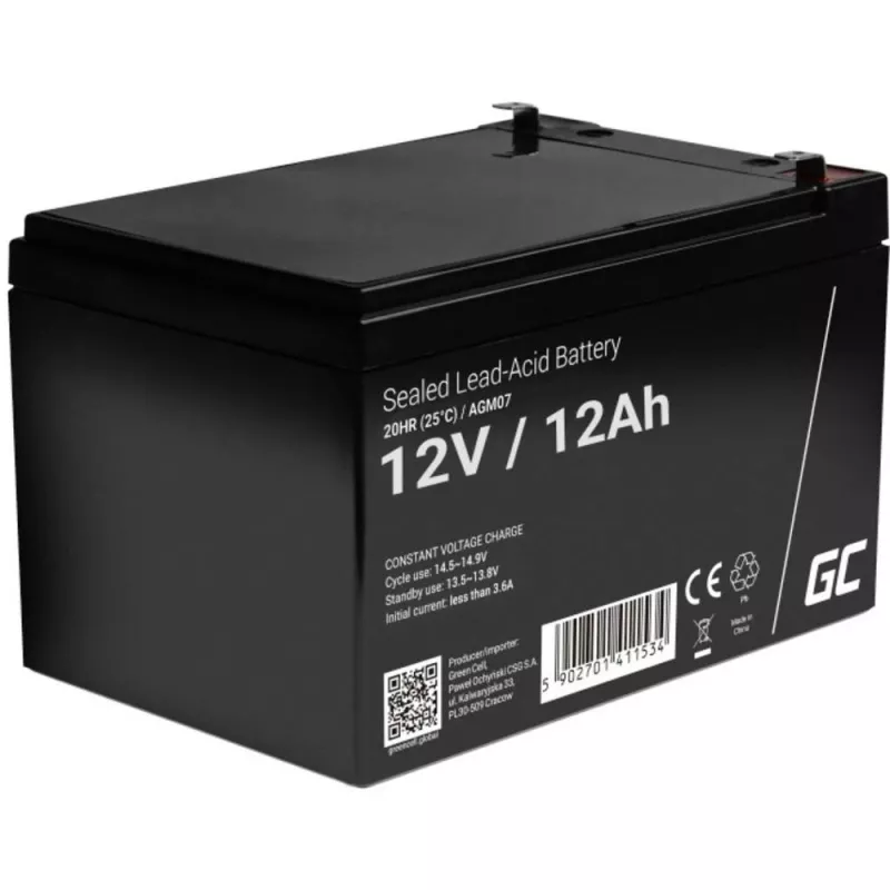 AGM-Batterie Grün Cell 12V 12Ah – verschlossene Blei-Säure (VRLA), 151×98×95 mm, 3,3 kg