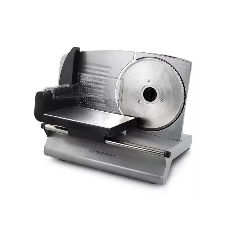 Elektrische Aufschnittmaschine ESPERANZA EKM018K, Edelstahlgehäuse, 150 W, 19 cm Klinge, max. Scheibendicke 1,5 cm