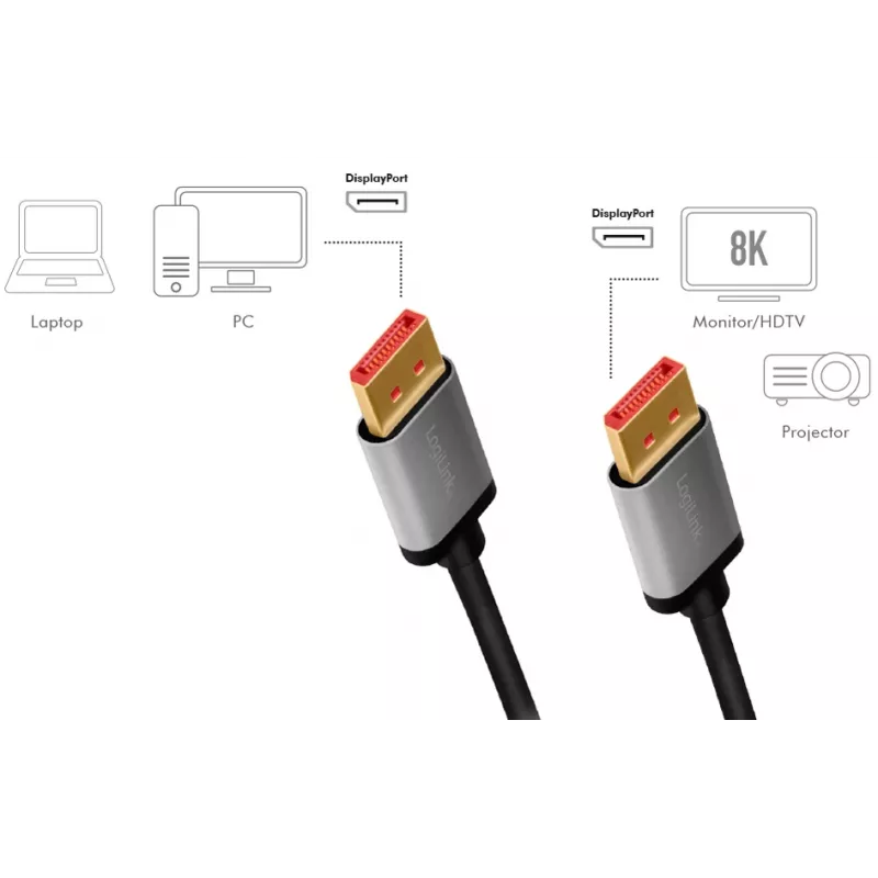 LogiLink DisplayPort-Kabel 1 m Schwarz Grau CDA0104