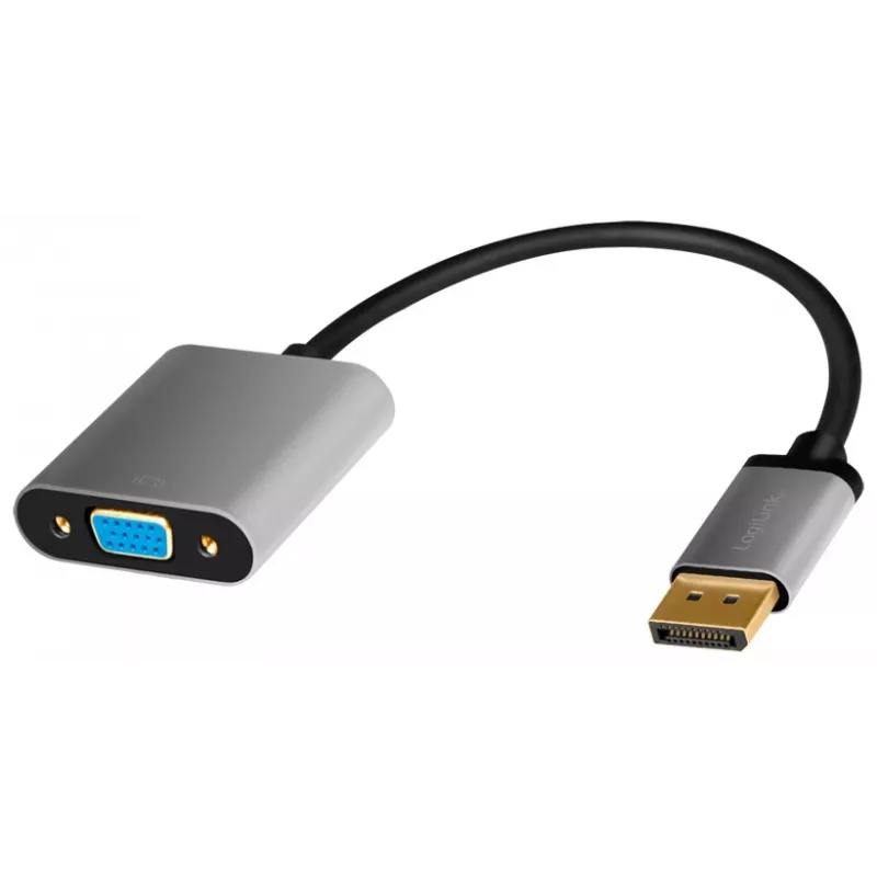 LogiLink CDA0109 Kabeladapter DisplayPort auf VGA 0,15 m Schwarz Grau