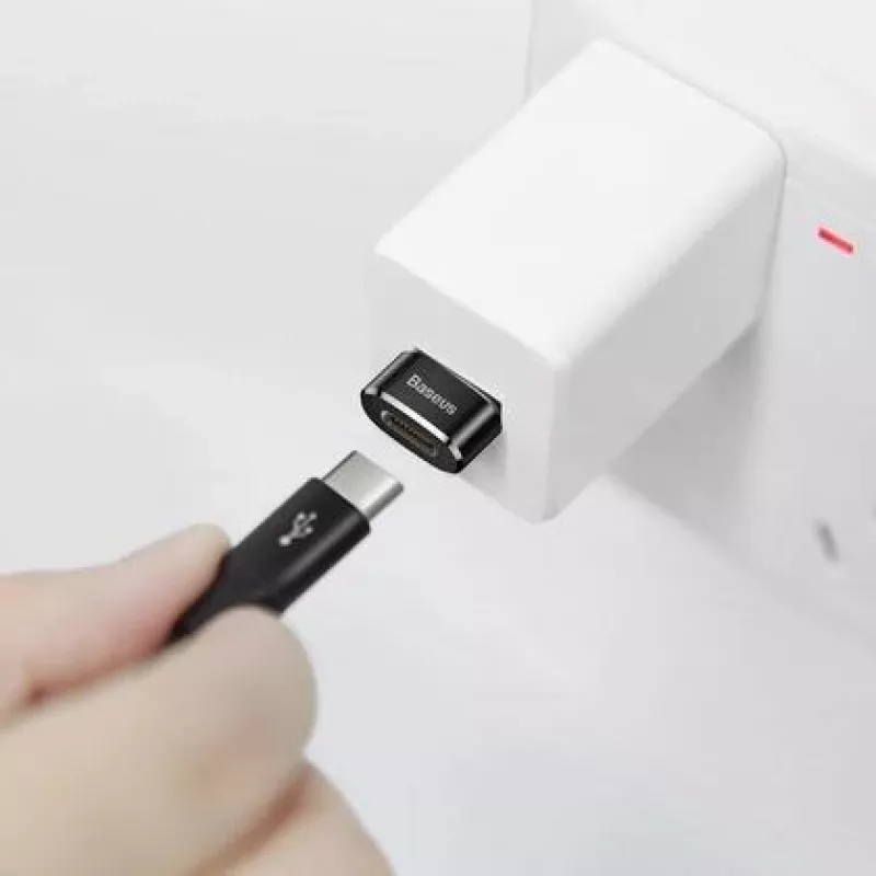 Baseus USB-Stecker auf Typ-C-Buchse Adapter Konverter Schwarz