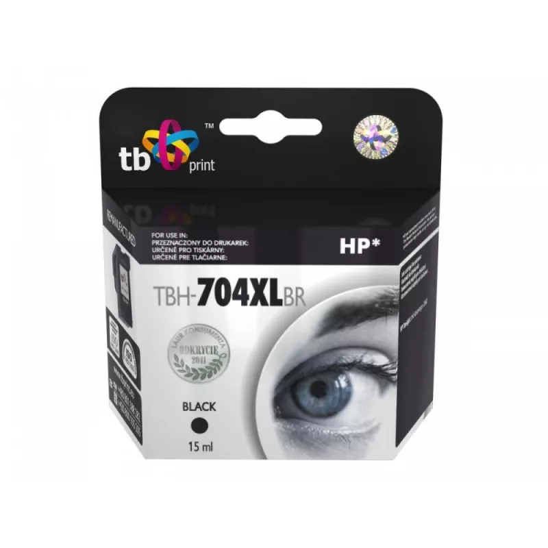 Ink für HP DJ IA 2060 Schwarz wiederaufbereitet XL TBH-704XLBR (HP No. 704 CN692AE)