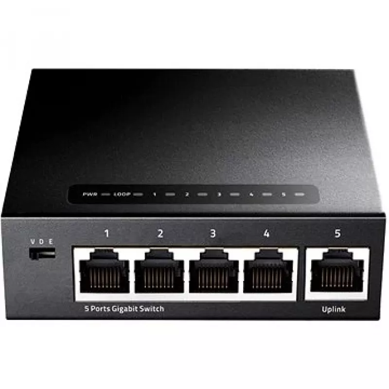 Netzwerk-Switch Cudy GS105 — 5-Port-Gigabit-Ethernet (10/100/1000), schwarz, 5 V DC Netzteil enthalten