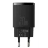 Indoor USB-Schnellladegerät Baseus CCXJ-B01 – 2 Ports (USB-C PD 20W + USB-A QC3.0 18W), 100–240 V, Schwarz