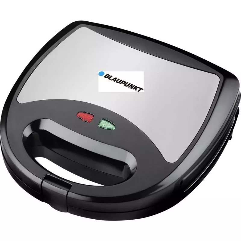 Blaupunkt SMS611 Sandwichmaker mit Antihaftbeschichtung, Grillfunktion, Toastfunktion, Kühlgriff-Gehäuse Schwarz, Silber (SMS611)