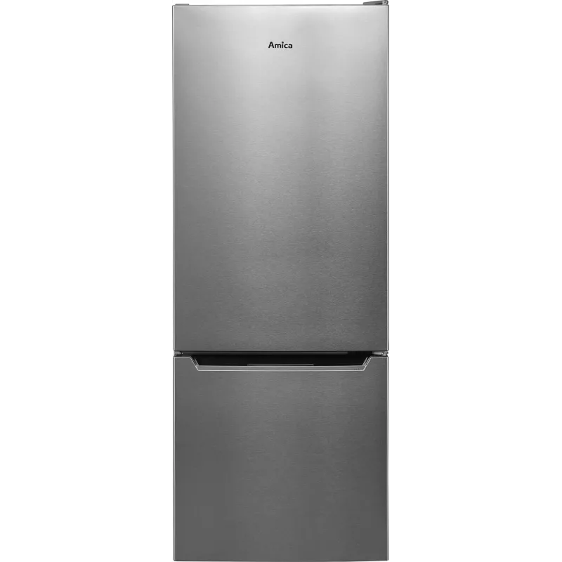 Freistehende Kühl-Gefrierkombination AMICA KGCL 384 160 E, Gesamt 205 L, Kühlteil 153 L, Gefrierteil 52 L, unteres Gefrierfach, Edelstahl