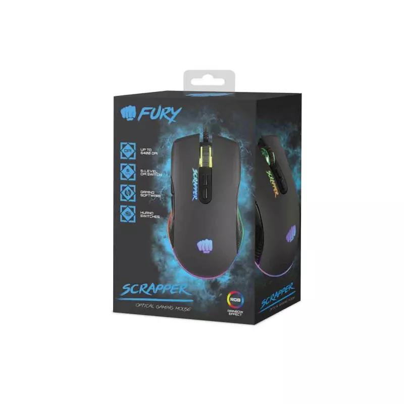 FURY Scrapper Maus Gaming beidhändig USB Typ-A Optisch 6400 DPI