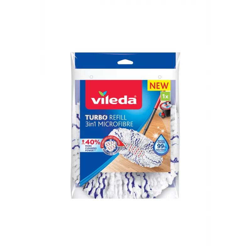 Vileda TURBO 3in1 Mikrofaser-Wischbezug für Spinnwischer, 1 Stück
