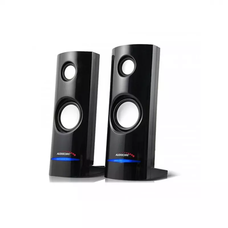 Kabelgebundener 2-Wege-PC-Lautsprecher Audiocore AC860, 2.0 Kanäle, 4 W RMS, USB-Stromversorgung, 3,5 mm Eingang, schwarz