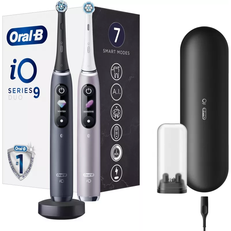 Zahnbürste Oral-B iO Series 9 Duo 2 Stück Schwarz Onyx/Rosenquarz