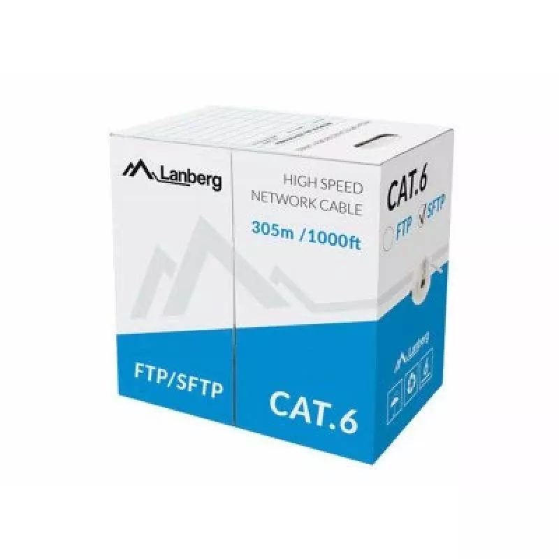 LANBERG Netzwerkkabel Cat6 SFTP LCS6-11CU-0305-S, 305 m, 23 AWG, grau, PVC-Mantel
