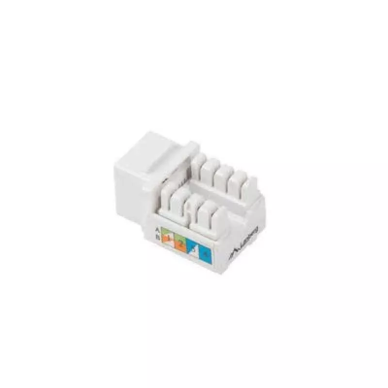 Keystone-Modul LANBERG KSU6-1090, Cat6 U/UTP flach, RJ-45 Stecker auf LSA-Buchse, AWG 22/26, 14.5×16.1 mm, weiß