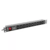 Stromverteilereinheit LANBERG PDU-10I-0200-IEC-BK — 10× C13-Ausgänge, 2 m Kabel, 10 A, 2500 W, schwarz
