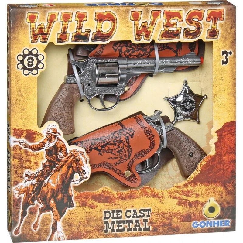 Revolver 8-Schuss 2 Stück + Abzeichen GONHER 158/0 Pulio