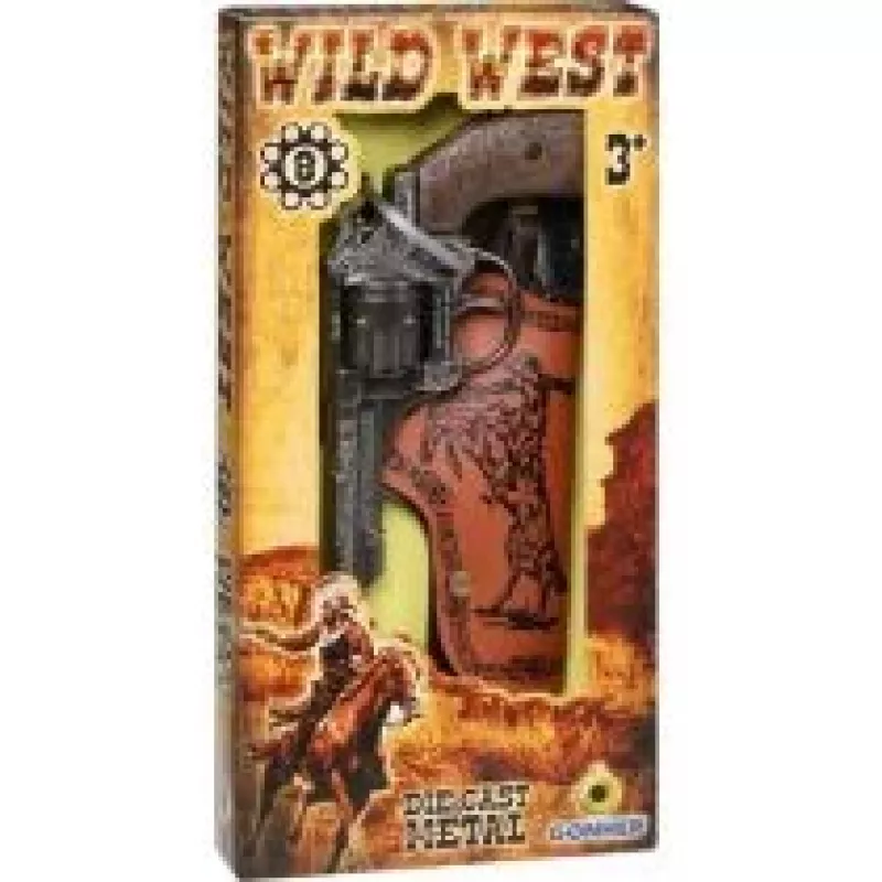 Metall-Spielzeug-Cowboy-Revolver Pulio 155201/0 mit Holster – ein Schuss, Nachbildung, Metallkonstruktion