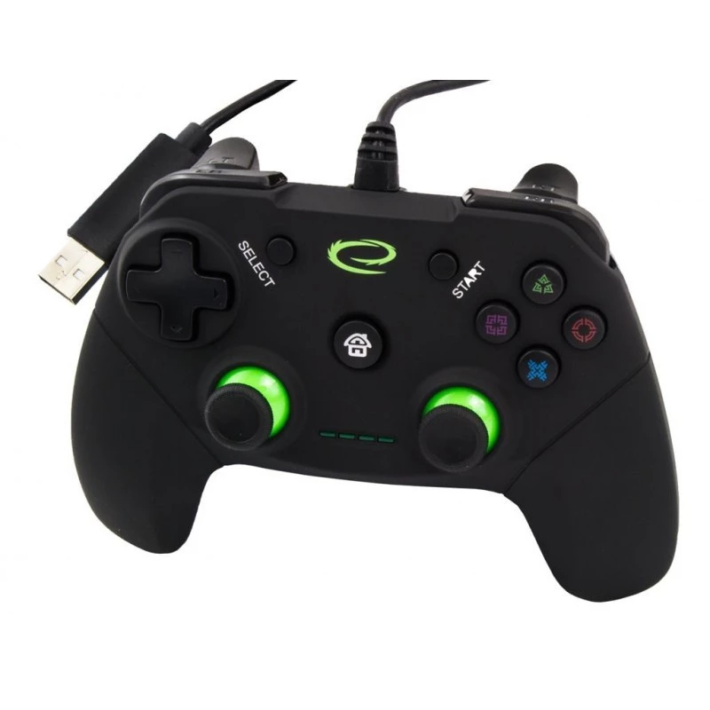 Gamepad ESPERANZA EGG110K kabelgebundenes USB mit Vibration, 12 Tasten, 1,5 m Kabel — für PC und PS3