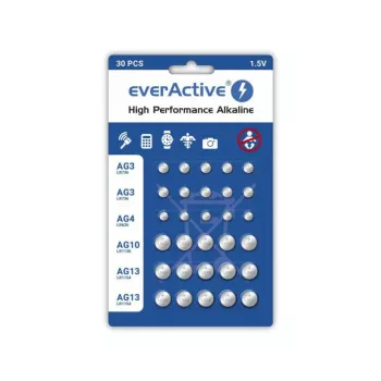 Alkaline-Batterien everActive AGMIX30BL 1,5 V — Packung mit 30 Stück, Knopfzellen