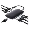 Laptop-Dock AUKEY CB-C71 — 3x USB‑C (USB 3.2 Gen1), HDMI, RJ‑45, MicroSD, USB PD 100 W, 0,15 m Kabel, schwarz