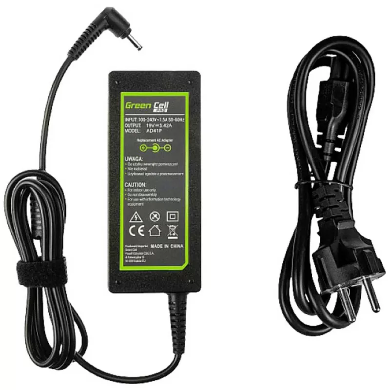 Netzteil Green Cell AD41P 65W für ASUS Laptops, 19V 3,42A, Indoor, Schwarz