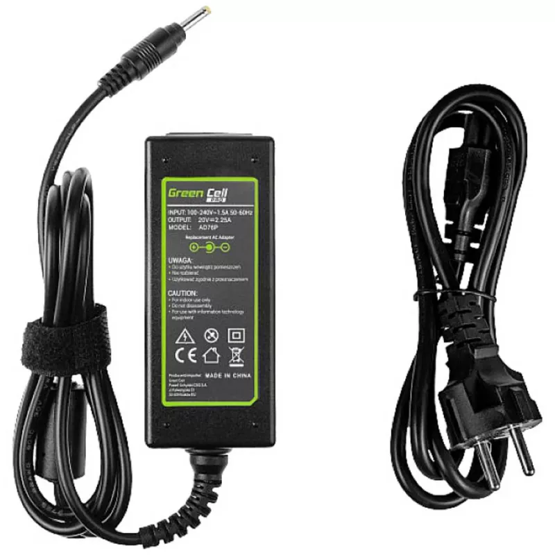 Netzteil Grün Cell AD76P 45W für Lenovo Laptops, 20V 2,25A, AC-zu-DC, 100–240V Eingang, schwarz